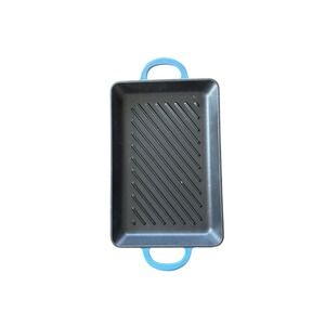 Crofton Enameled Cast Iron Rectangular Grill‎ Pan Blue 13in 33cm Double Handle
